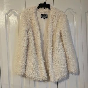 White fuzzy teddy coat